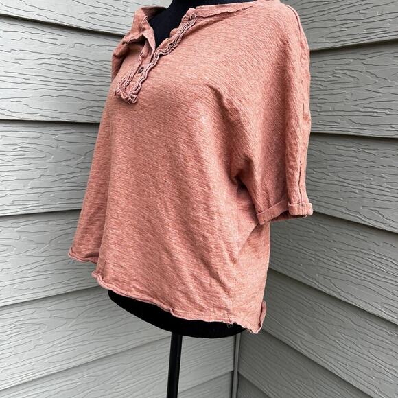 BOHME women’s size S short sleeve henley style top, rusty/brown color - Picture 6 of 6